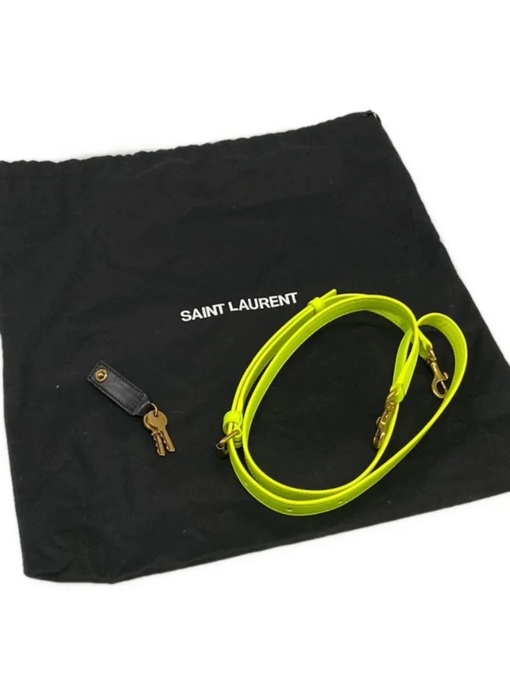 SAINT LAURENT PARIS Sucked Jules Nano 392035 Neon Yellow Leather Handbag